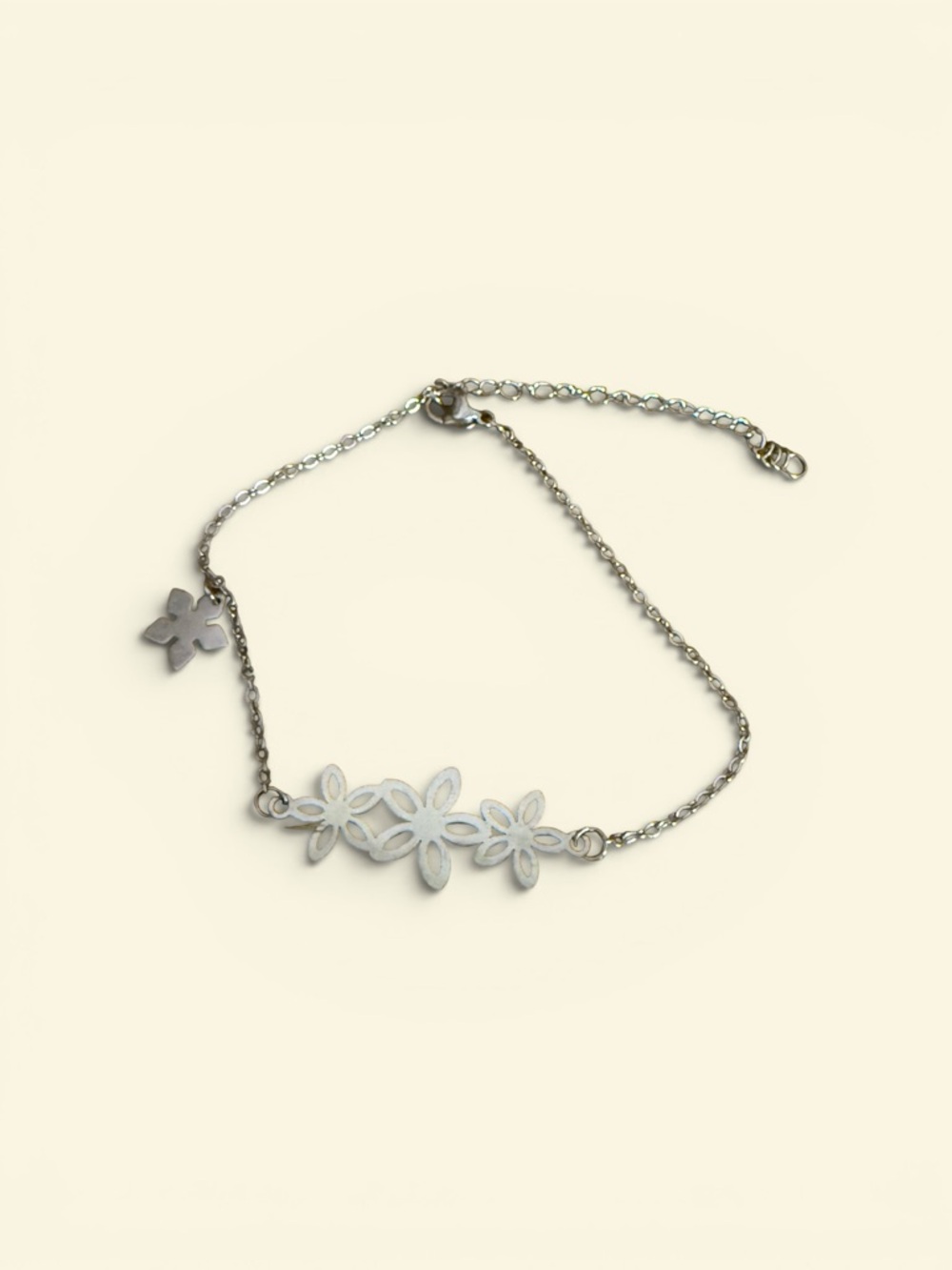 Floral Anklet in Silver tone Stainless Steel